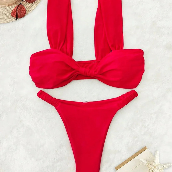 Red Sexy Women's 2 piece Bikini Set cruise swim beach vacation - Picture 4 of 8